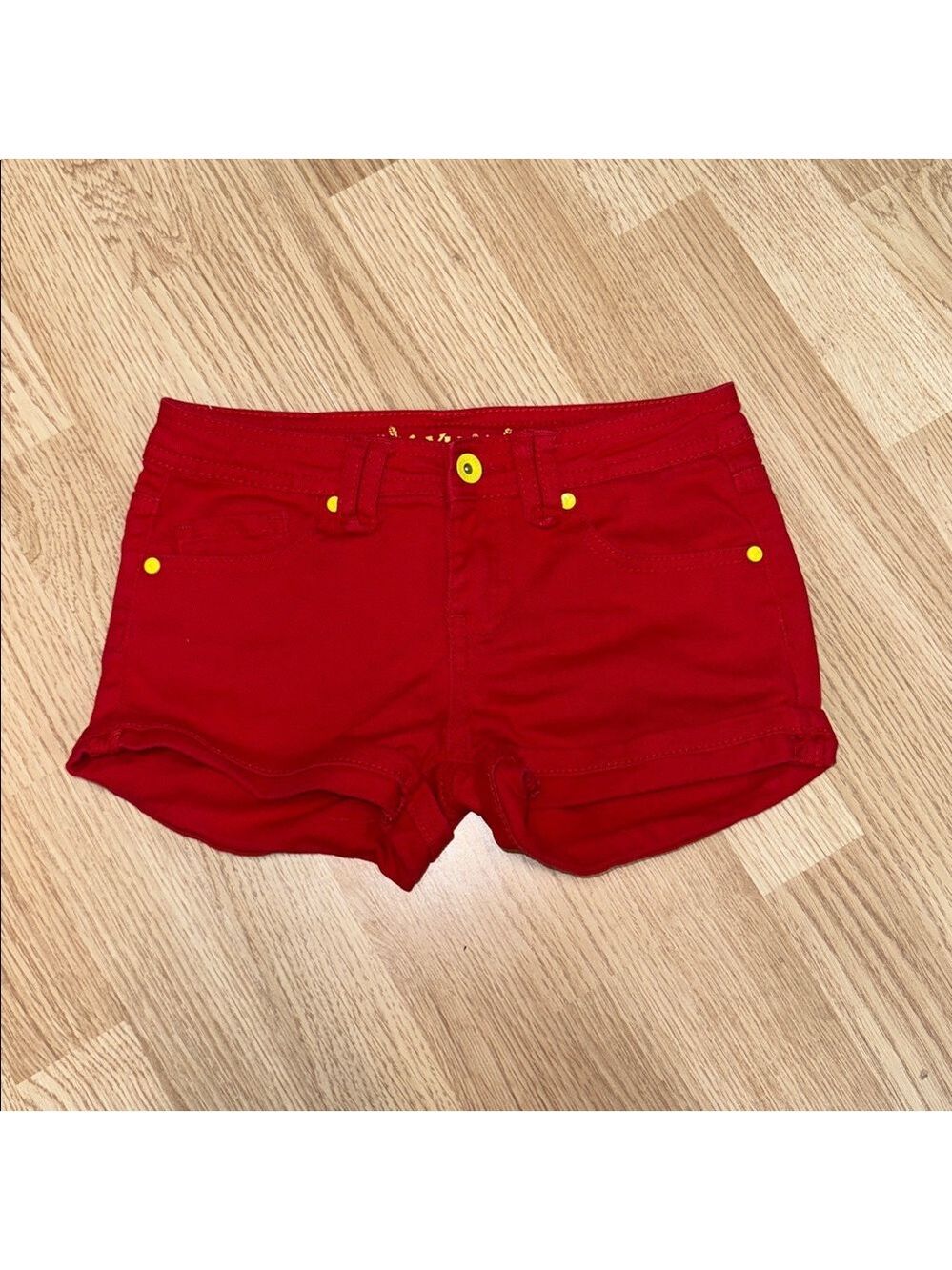 YMI Red Shorts with Yellow Details. Cotton Stretch Summer Bright Beach